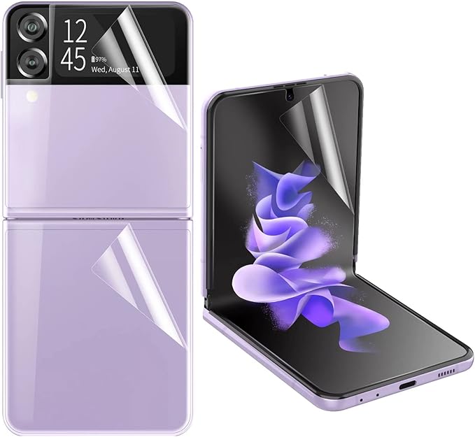 FTRONGRT протектор за екран + задно фолио Протектор за екран Samsung Galaxy Z Flip 4, меко хидрогелно фолио, взривобезопасно, подходящо за защитно фолио за Samsung Galaxy Z Flip 4, прозрачно