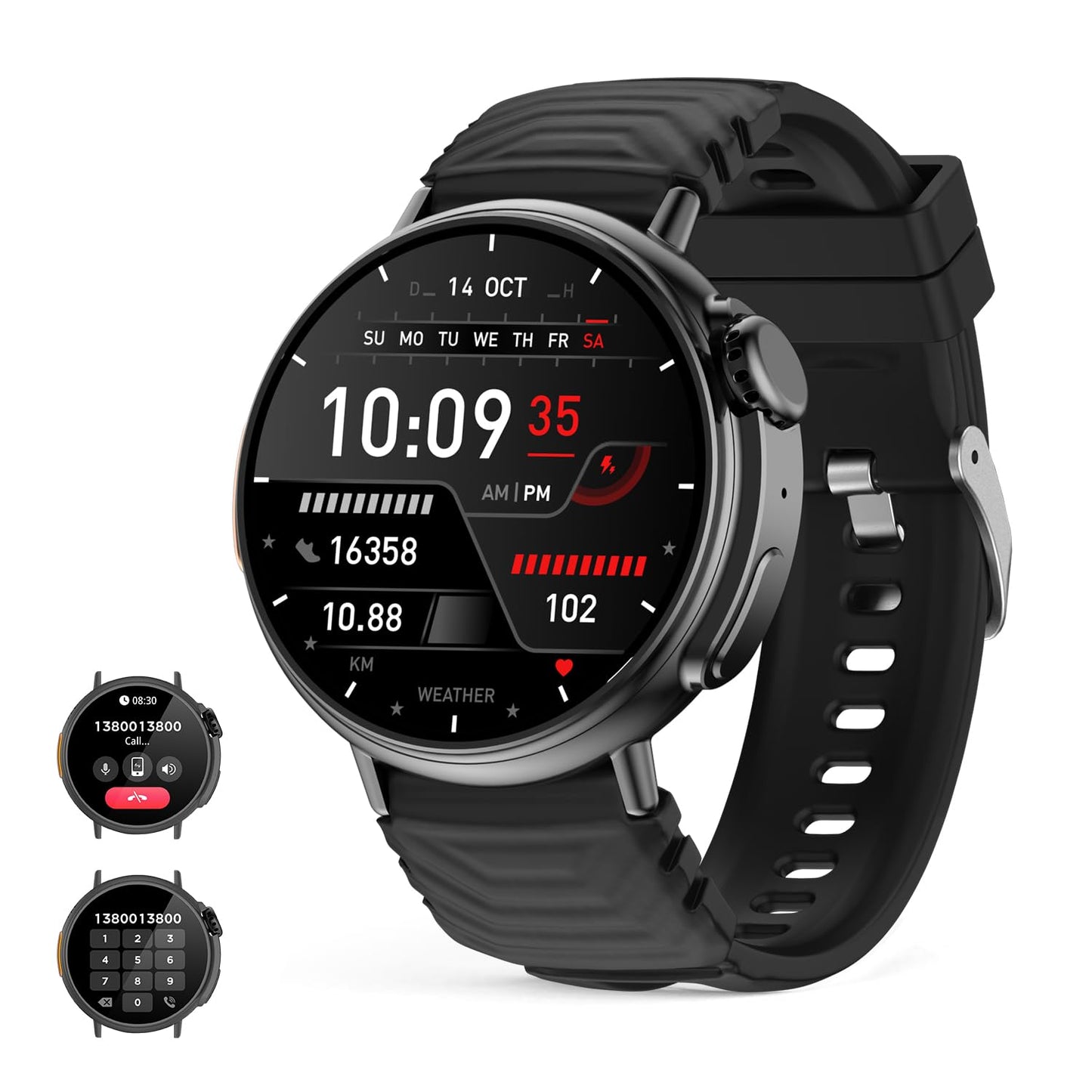 MISIRUN Smartwatch Ultra Men Women с функция за телефон, 1,52" кръгъл HD дисплей, 120+ спортни режима Фитнес часовник с монитор за сърдечен ритъм, монитор за сън, крачкомер, водоустойчив часовник за Android iOS