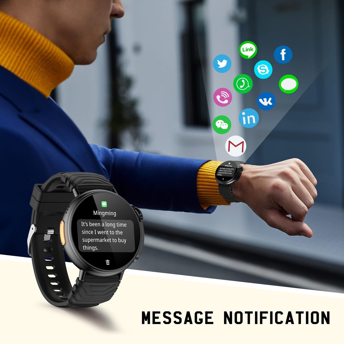 MISIRUN Smartwatch Ultra Men Women с функция за телефон, 1,52" кръгъл HD дисплей, 120+ спортни режима Фитнес часовник с монитор за сърдечен ритъм, монитор за сън, крачкомер, водоустойчив часовник за Android iOS